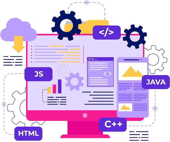 Ilustraci&oacute;n de desarrollo de software y tecnolog&iacute;a